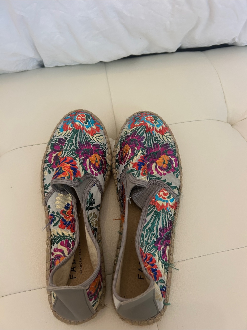 Floral Embroidered Slip-On Espadrilles - Multicolor